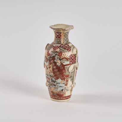 A 20th Century Japanese Satsuma 'Figural' Bottle withTwo Handles(chipped)