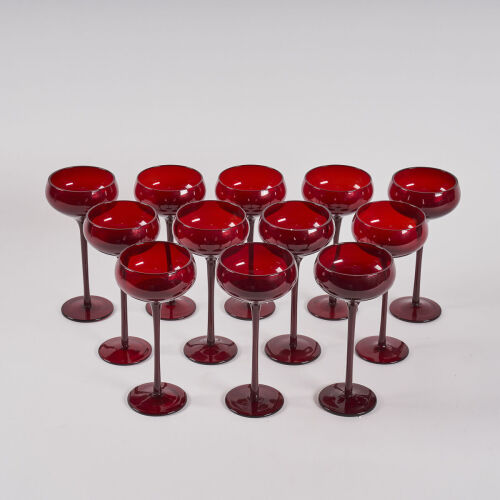 A Set Of 12 Murano Cocktail Glasses