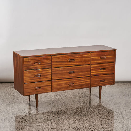 A Nine Drawer Mid-Century Drawers in Mahogany