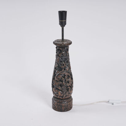 An Indonesian Wood Carved Lamp Base