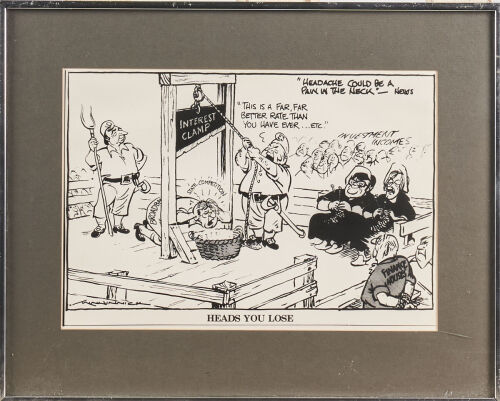 An Original GORDON MINHINNICK Political Comic Satire Strip Print