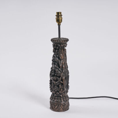 An Indonesian Wood Carved Lamp Base