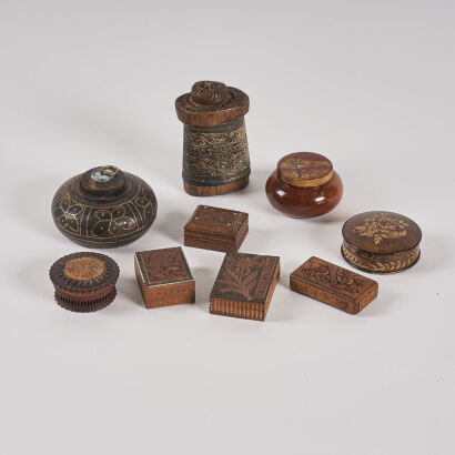 A Set of Nine Decorative Wooden Trinket Boxes