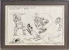 An Original GORDON MINHINNICK Political Comic Satire Strip Drawing