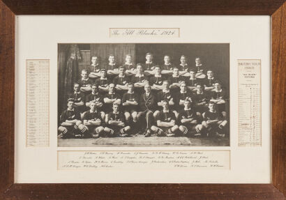 A Framed Photo of the All Blacks 'Invincibles' 1924