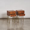 A Pair Of Mid Century Bedside Cabinets with Gold Tripod Legs. - 2