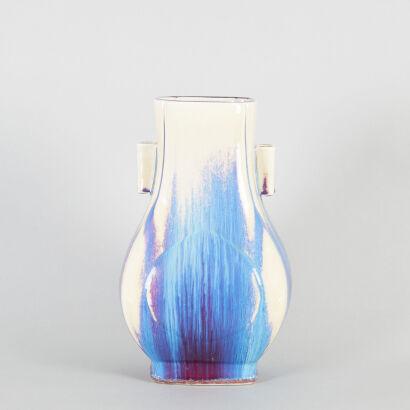 A Chinese Flambe-Glazed Fanghu Vase (Da Qing Guangxu Nian Zhi Mark)