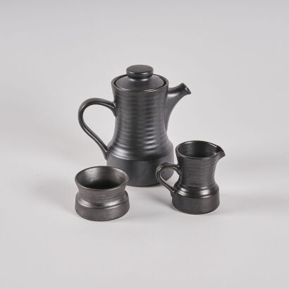 A Three-Piece Crown Lynn Titian Ware Coffee Set