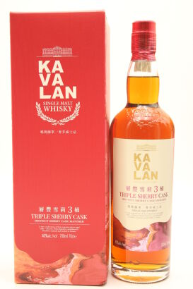 (1) Kavalan Triple Sherry Cask Single Malt Whisky, 40% ABV