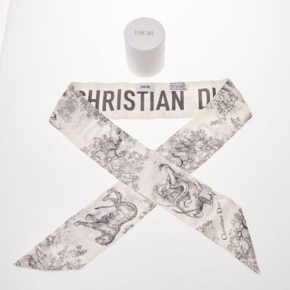 Christian Dior Grey Toile De Jouy Mitzah Scarf