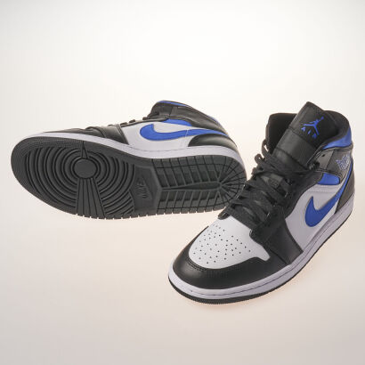 Nike Jordan 1 Mid White Black Racer Blue Shoes