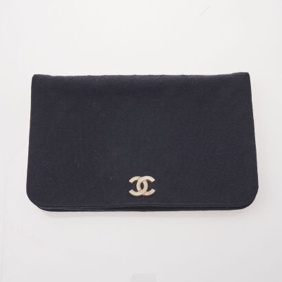 Chanel Canvas Quilted CC Clutch