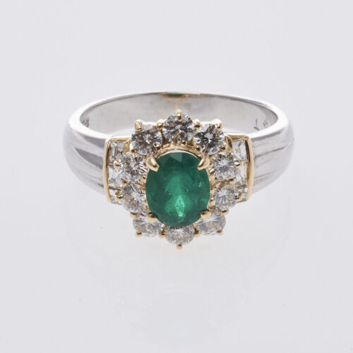 18ct White Gold Emerald and Diamond Ring