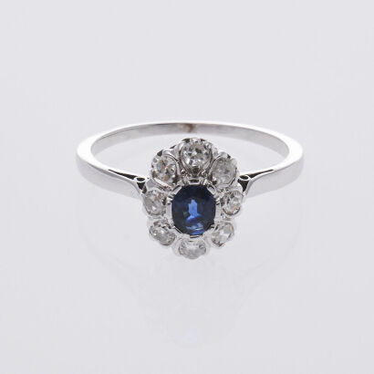 18ct Vintage Sapphire and Diamond Ring