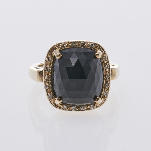 9ct Black Tourmaline and Diamond Dress Ring