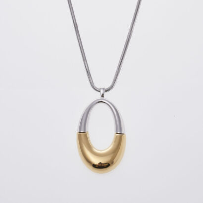 Monet Hollow Oval Pendant Necklace