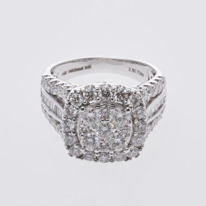 14ct White Gold Diamond Dress Ring