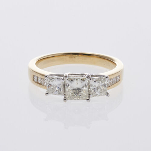 18ct Three Stone Princess Cut Diamond Ring