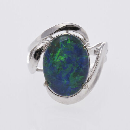 Silver Opal Triplet Ring