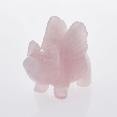 Carved Rose Quartz Flying Pig