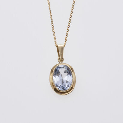 9ct Blue Stone Pendant and Chain