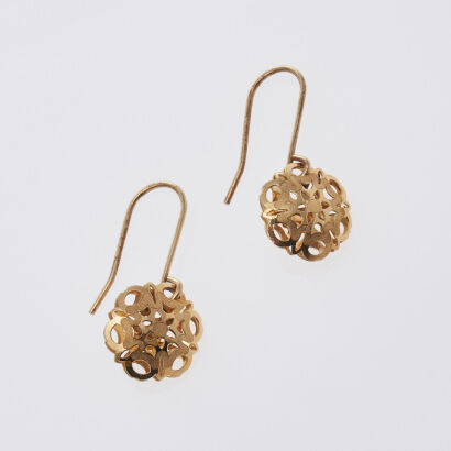 14ct Splendido Circular Filigree Drop Earrings