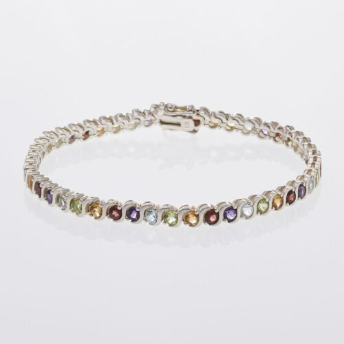 Sterling Silver Multi-Gem Tennis Bracelet