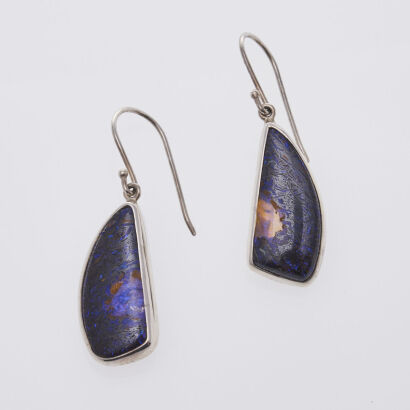 Stg Silver, Boulder Opal Drop Earrings