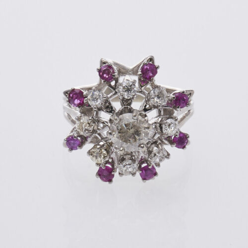 14ct Ruby and Diamond Cluster Ring