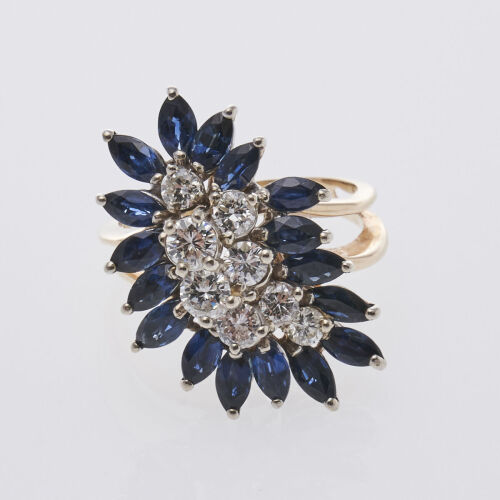14ct Sapphire and Diamond Cluster Ring
