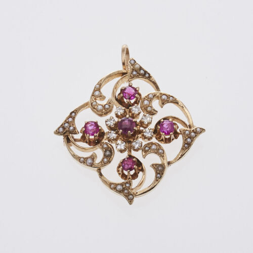 14ct Ruby and Diamond Brooch