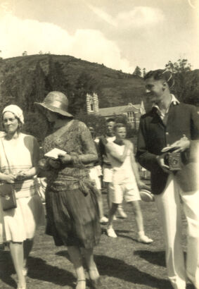 PHOTOGRAPHER UNKNOWN Lawrence Baigent (far right) with friends