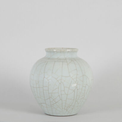 A Chinese Guan-Type Crackle-Glazed Jar (Da Qing Qianlong Nian Zhi Mark)