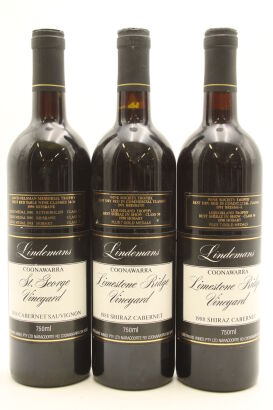 (3) 1988 Lindeman's Limestone Ridge Shiraz Cabernet, Coonawarra