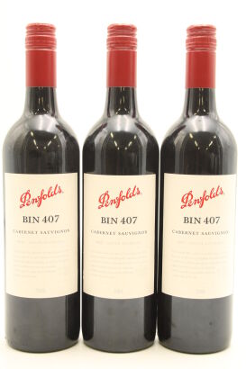 (3) 2011 Penfolds Bin 407 Cabernet Sauvignon, South Australia