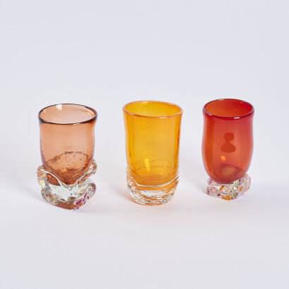 A Set of Three Art Glass Tumblers