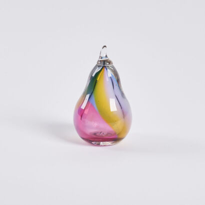 A Peter Raos Art Glass Pear Paperweight