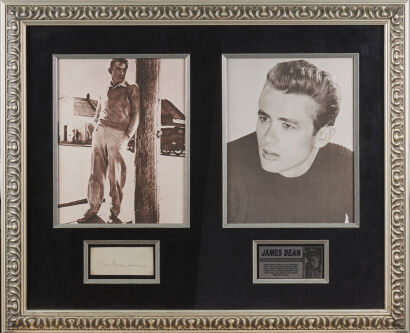 A James Dean Framed Signature with Photographs