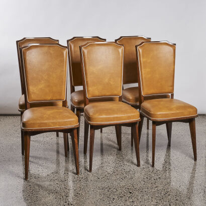 A Suite Of Six 1960s High Backed Dining Chairs