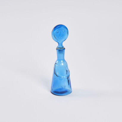 A Blue Vintage Erik Höglund Decanter Woman for Kosta Boda