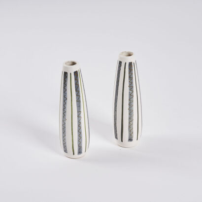 A Pair of Mid-Century Ceramic Posy Vases