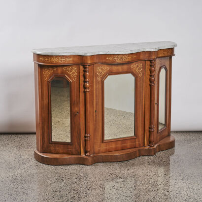 A Sheraton Marble Topped and Mirrored Side Cabinet  