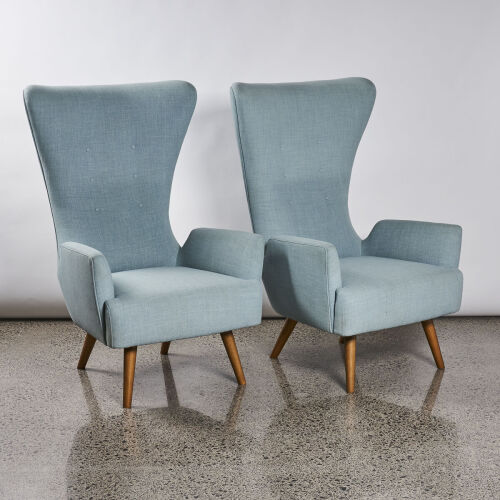 A Pair Of Adrian Pearsall Style Wingback Armchairs