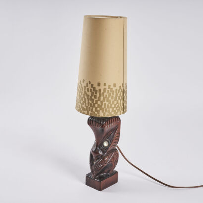 A Vintage NZ Maori Wheku Head Table Lamp