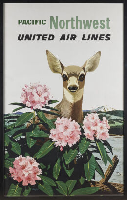 An Original Stan Galli Lithographic Poster for 'Pacific Northwest United Air Lines'