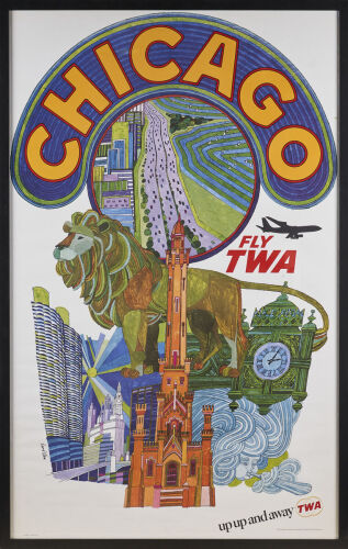 An Original David Klein 'Chicago, Fly TWA' Lithographic Poster