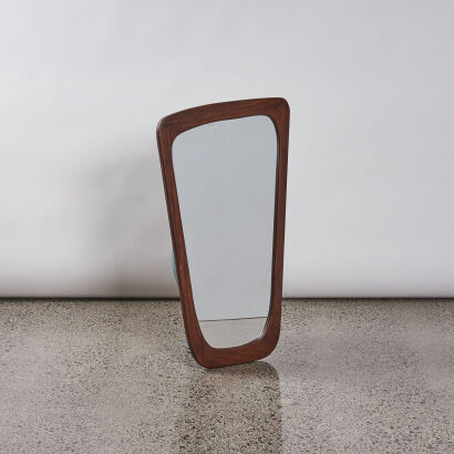 A Mid Century Rosewood Trapezoid Mirror