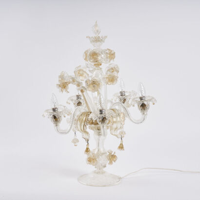 An Ornate Glass Italian Table Lamp