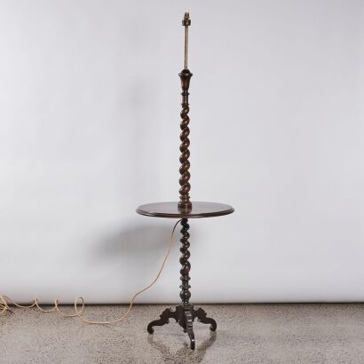 An Oak Barley Twist Floor Lamp