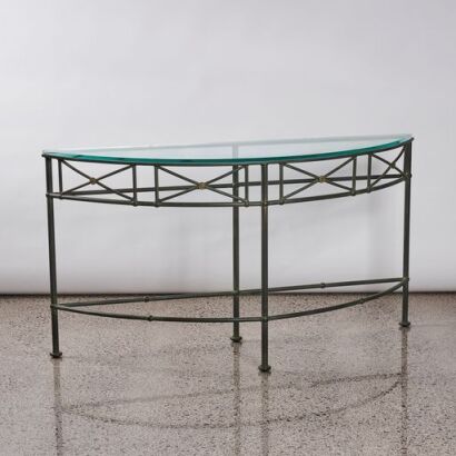 A Cast Iron Glass Topped Side Table